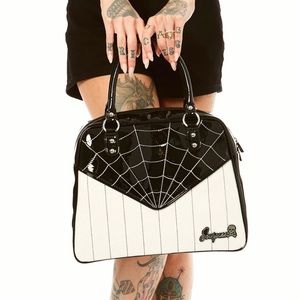 SOURPUSS Sparkle Webbed Stitch Bowler Purse Vinyl Handbag